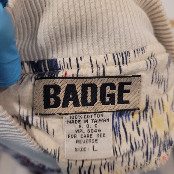 VTG 90s All Over Print Bomber Jacket Mens L Boxy Cropped Fit Art to Wear - Picture 6 of 6